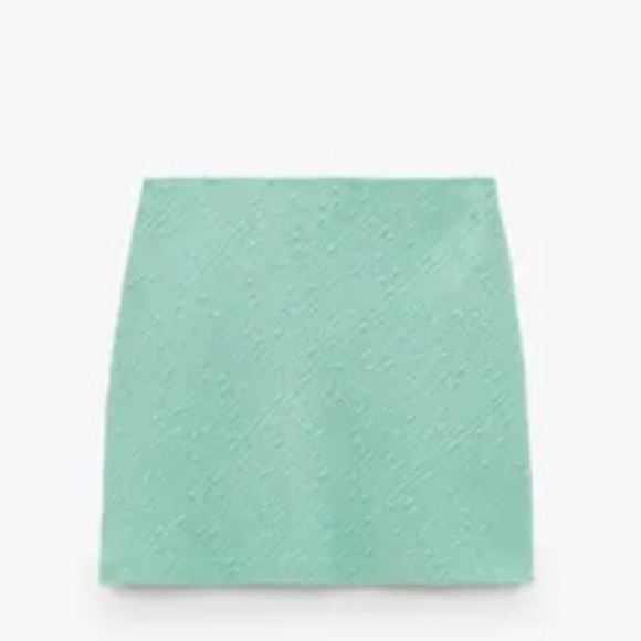 NWOT ZARA Textured Mini Skirt Aquamarine 2779/565 2289/565 Matches Blazer Sz Lrg - Picture 4 of 8